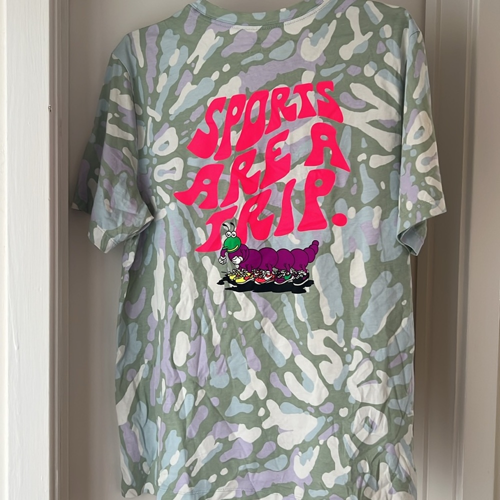 White Green AS M NSW BLACK LIGHT TIE DYE Typography Printed Pure Cotton T-shirt